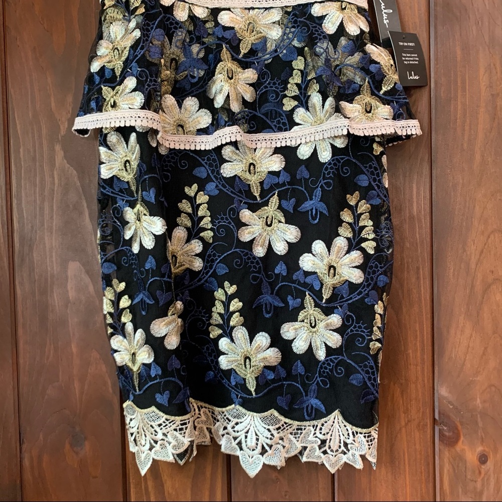 LuLu’s Karina Floral Embroidered Peplum Dress - Picture 6 of 15